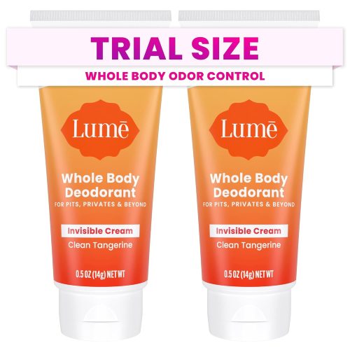 Lume Whole Body Deodorant - Mini Travel Size Invisible Cream Tube - Trial Size - 72 Hour Odor Control - Doctor Developed - Aluminum Free.